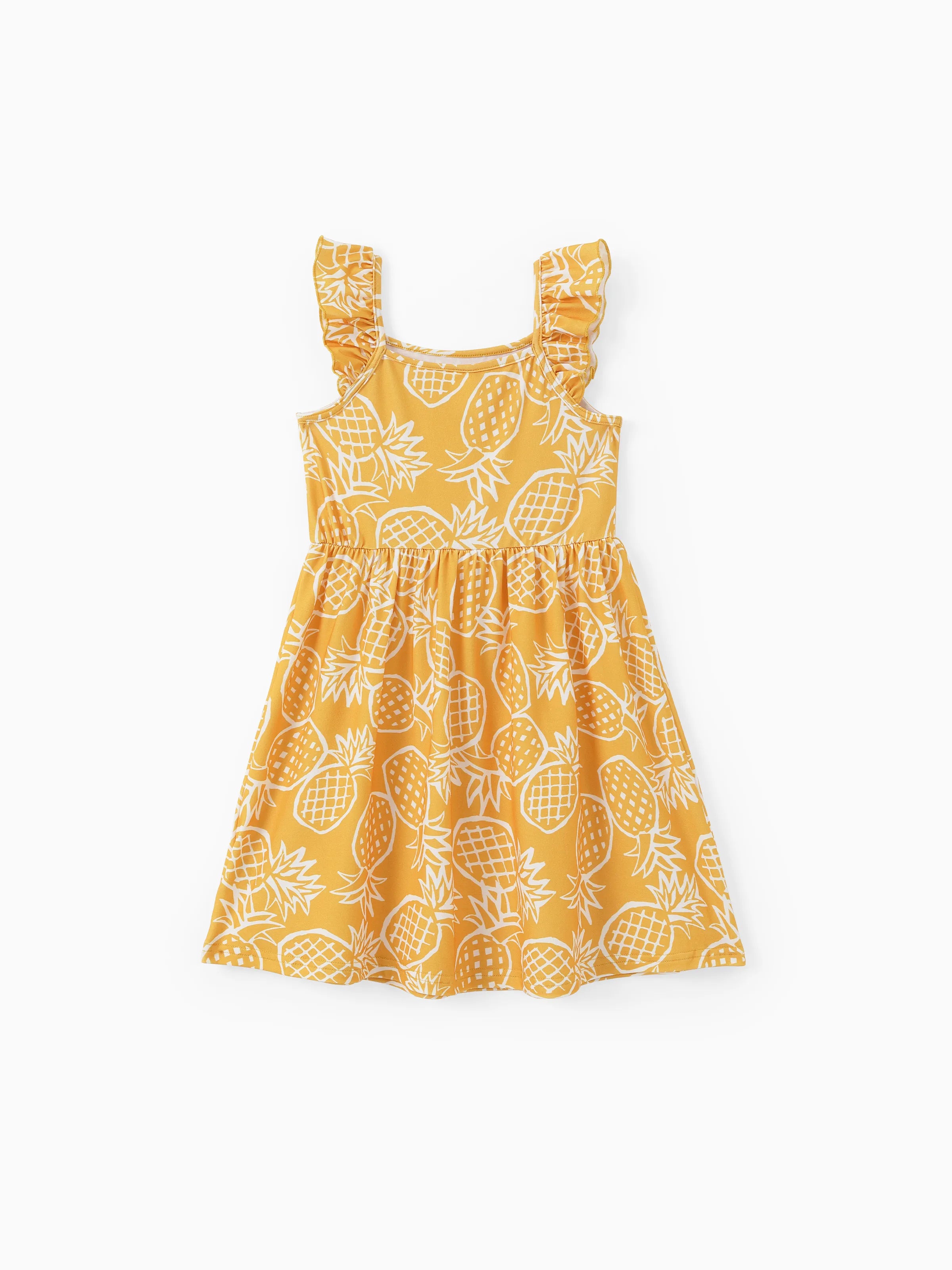 3-Pack Toddler/Kid Girl Childlike Flutter-sleeve Dresses Light Green