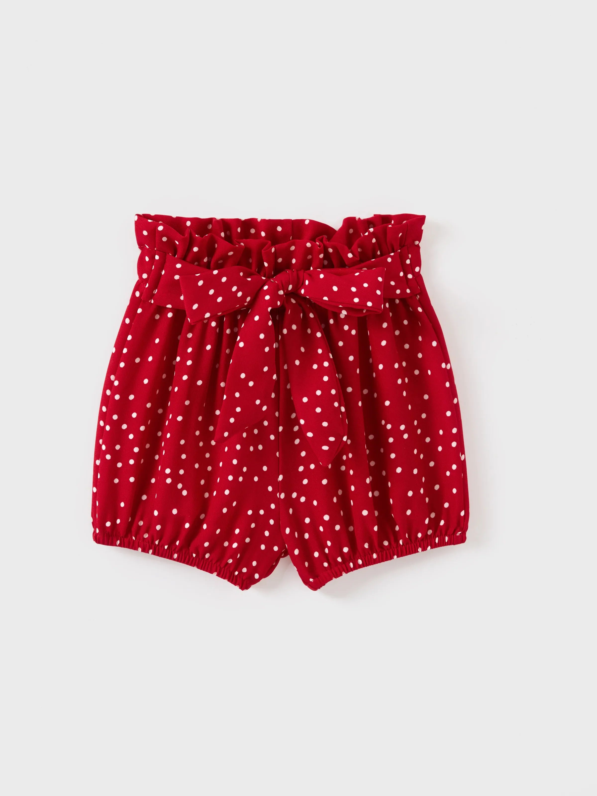 3-Piece Baby Girl Letter Print Romper and Polka dots Shorts and Headband Set Red