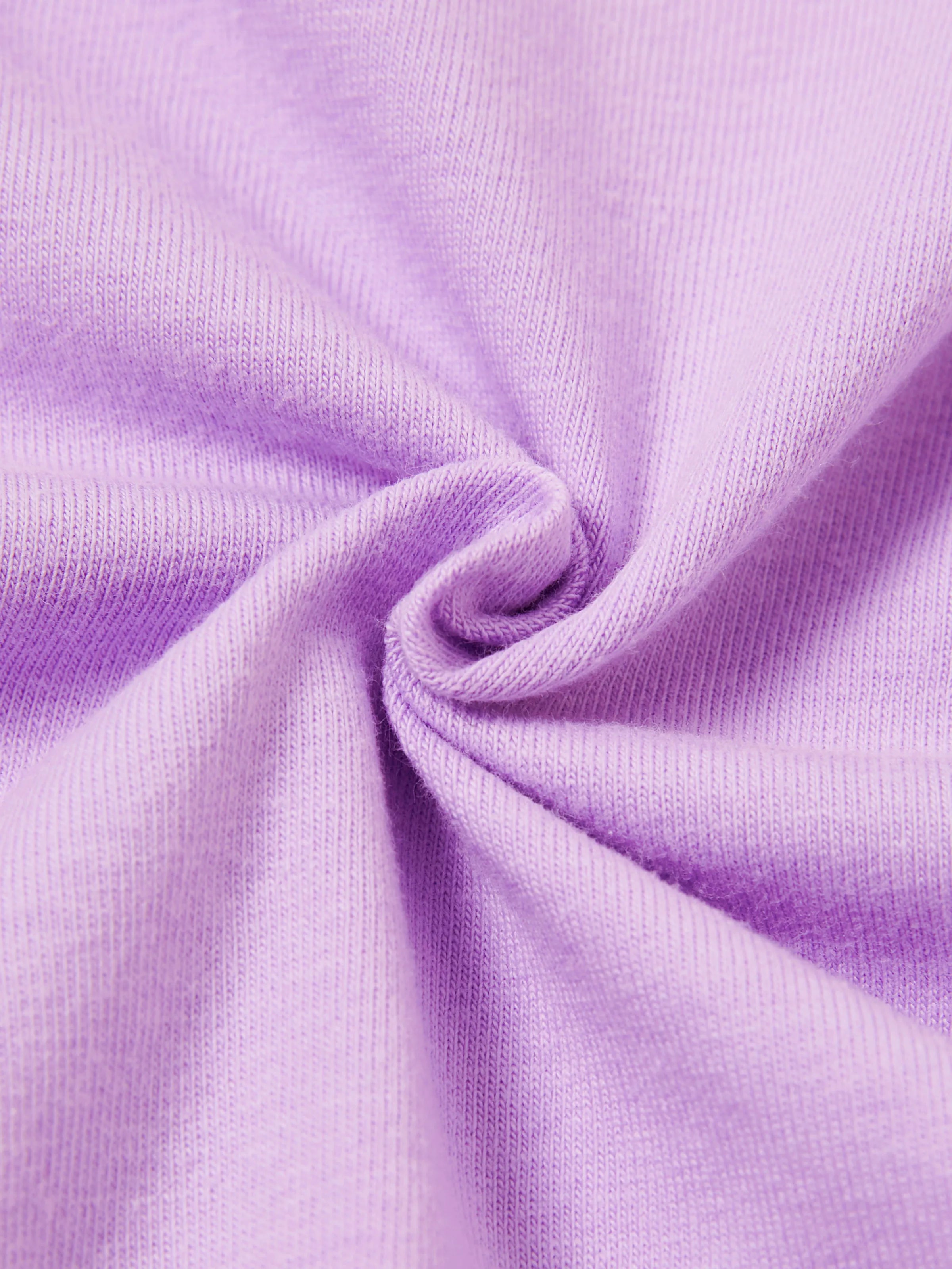 2pcs Toddler Girl Sweet Flutter-sleeve Tee and Stripe Belted Shorts Set Light Purple