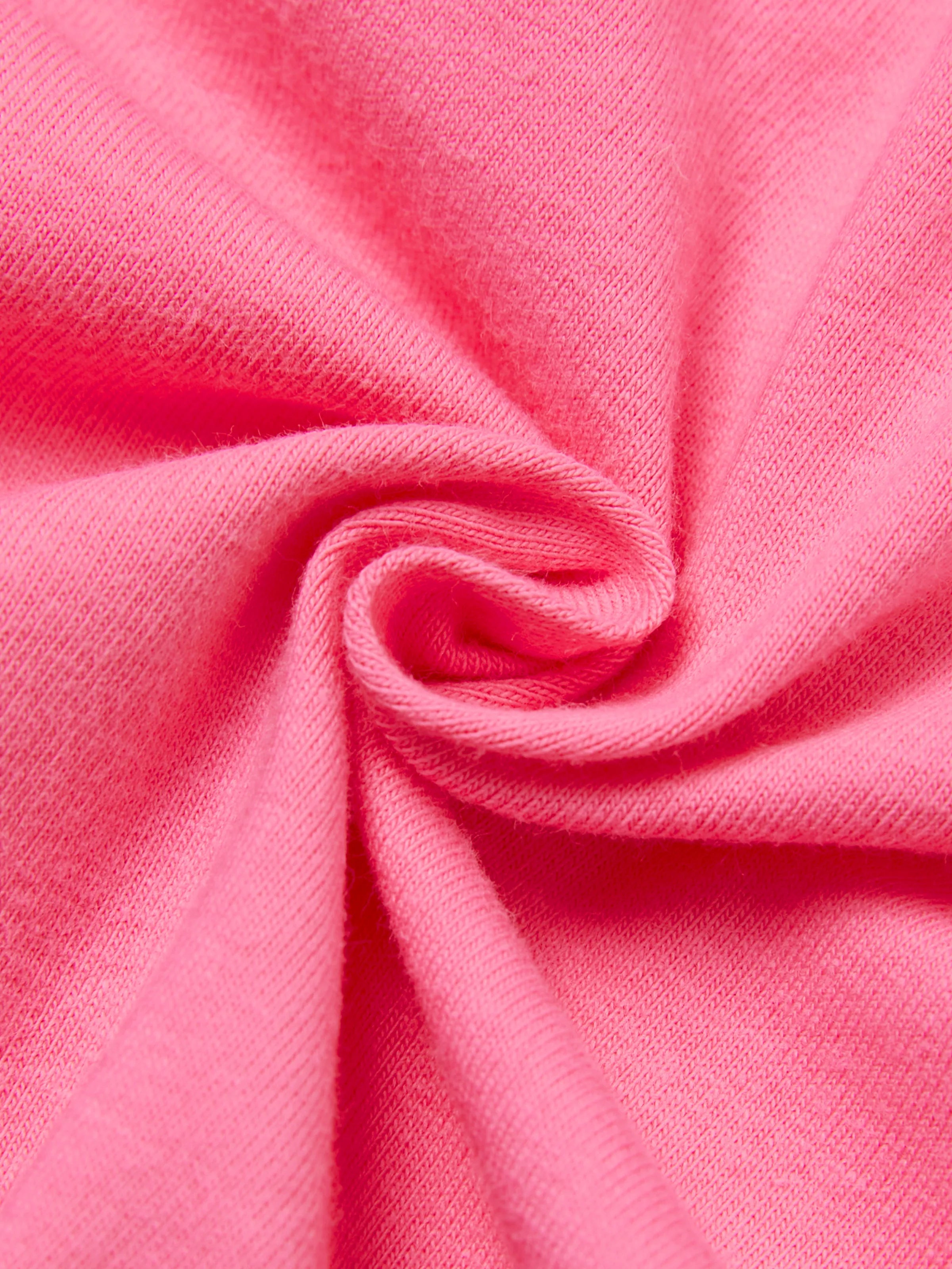 2pcs Toddler Girl Sweet Flutter-sleeve Tee and Stripe Belted Shorts Set Hot Pink