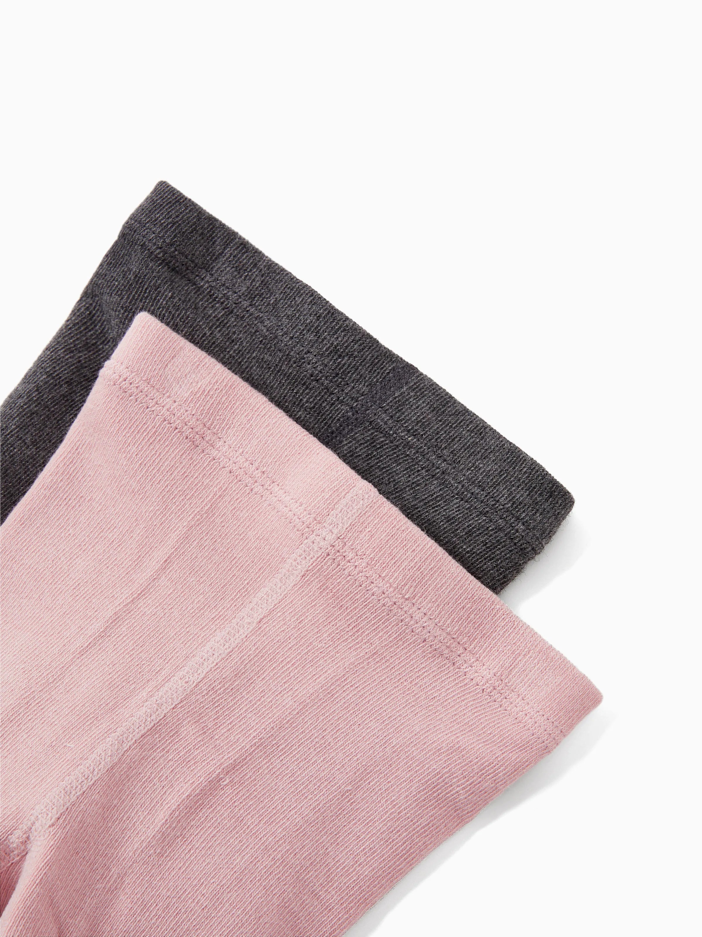 2-Pack Baby/Toddler Girl Embroidered Childlike Socks Pink+Gray