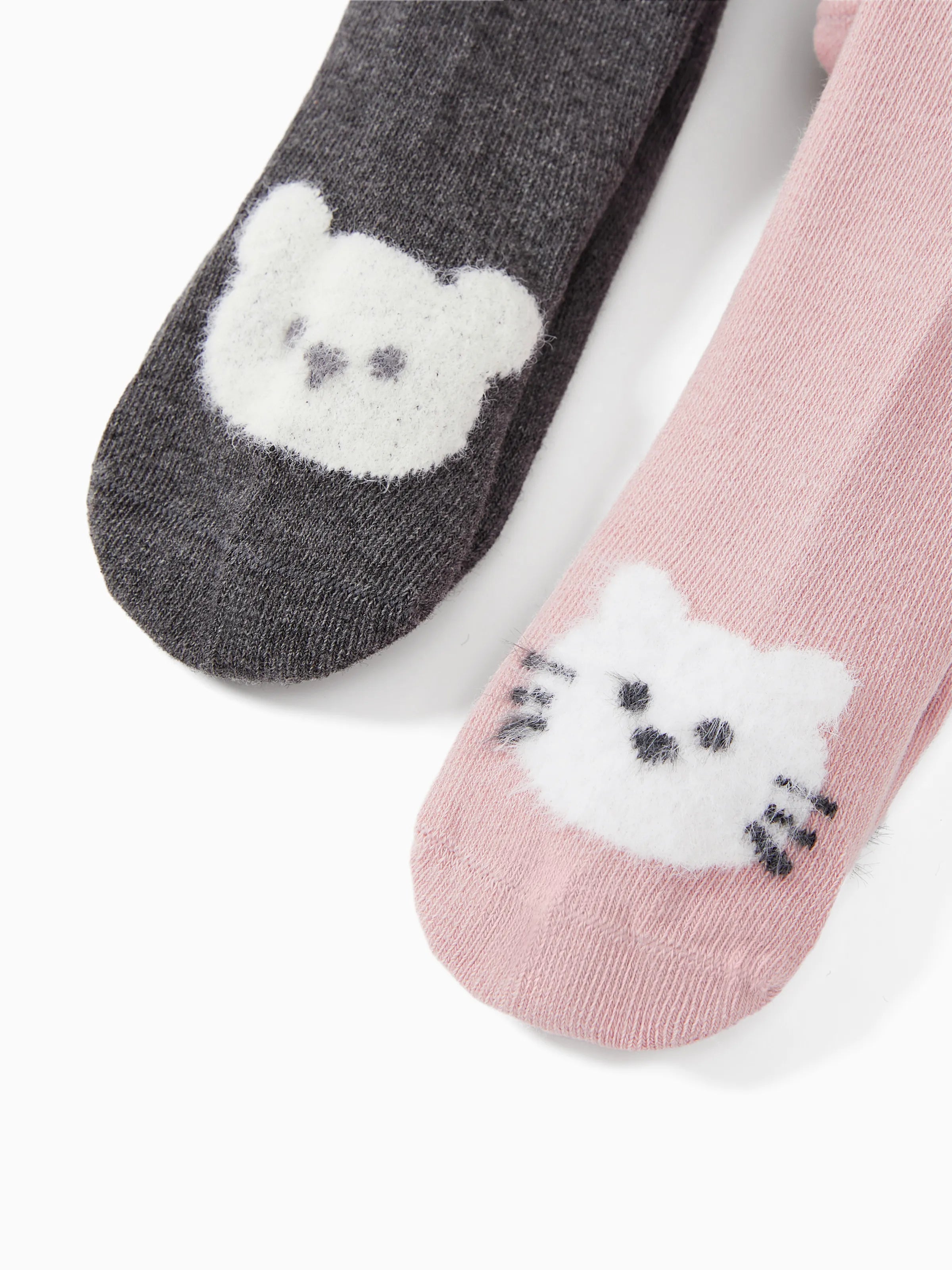 2-Pack Baby/Toddler Girl Embroidered Childlike Socks Pink+Gray