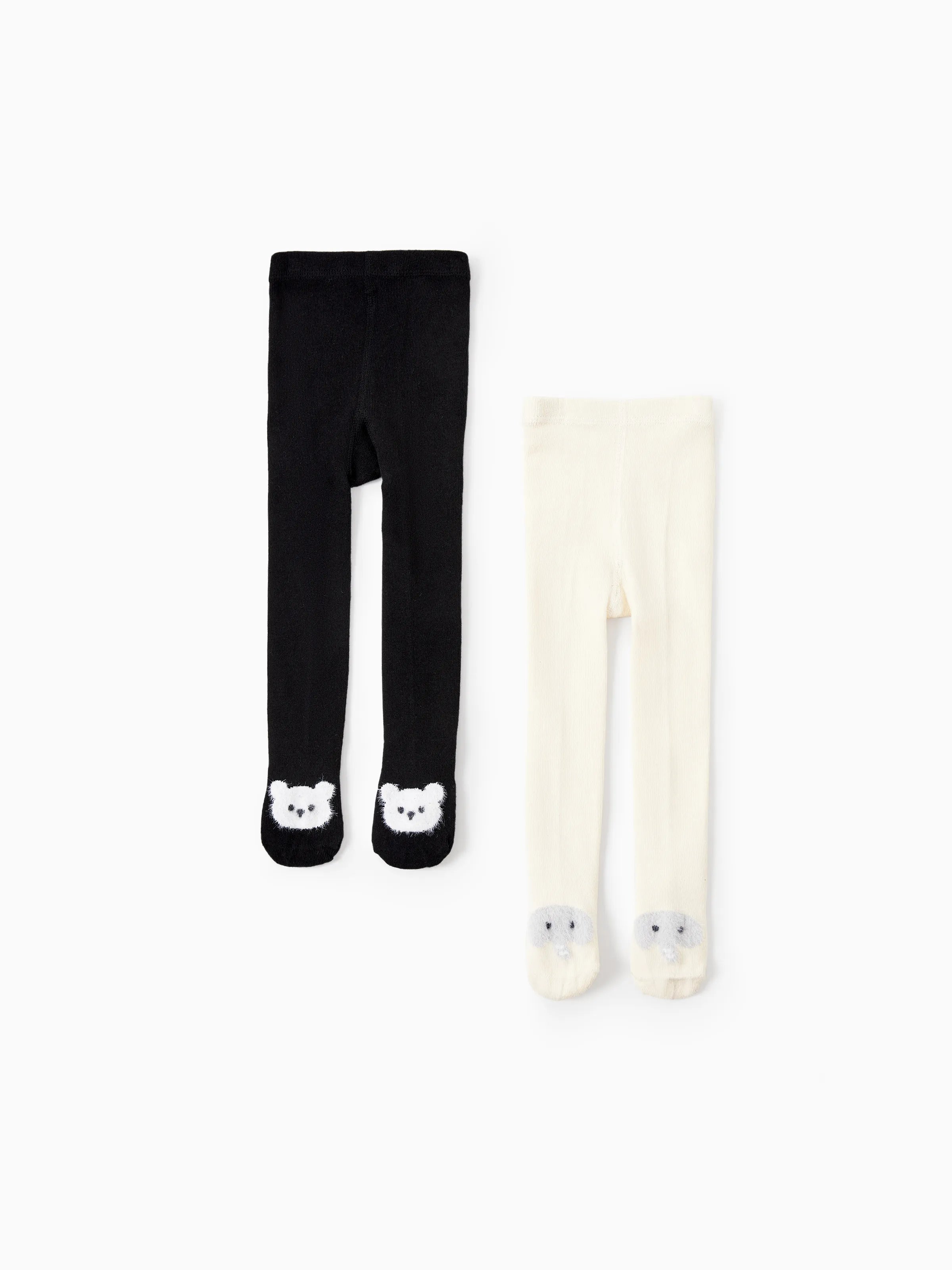 2-Pack Baby/Toddler Girl Embroidered Childlike Socks Black+White
