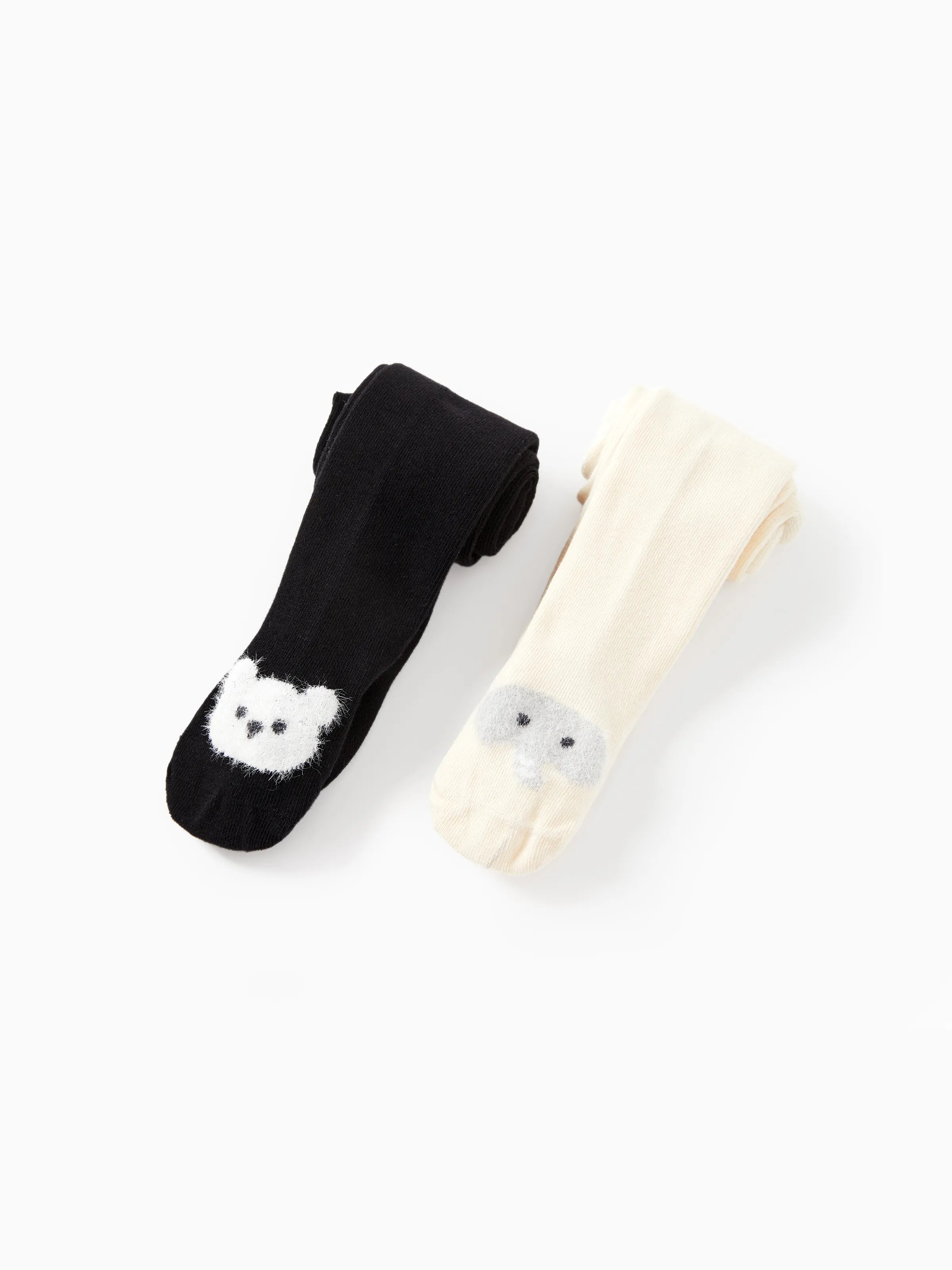 2-Pack Baby/Toddler Girl Embroidered Childlike Socks Black+White