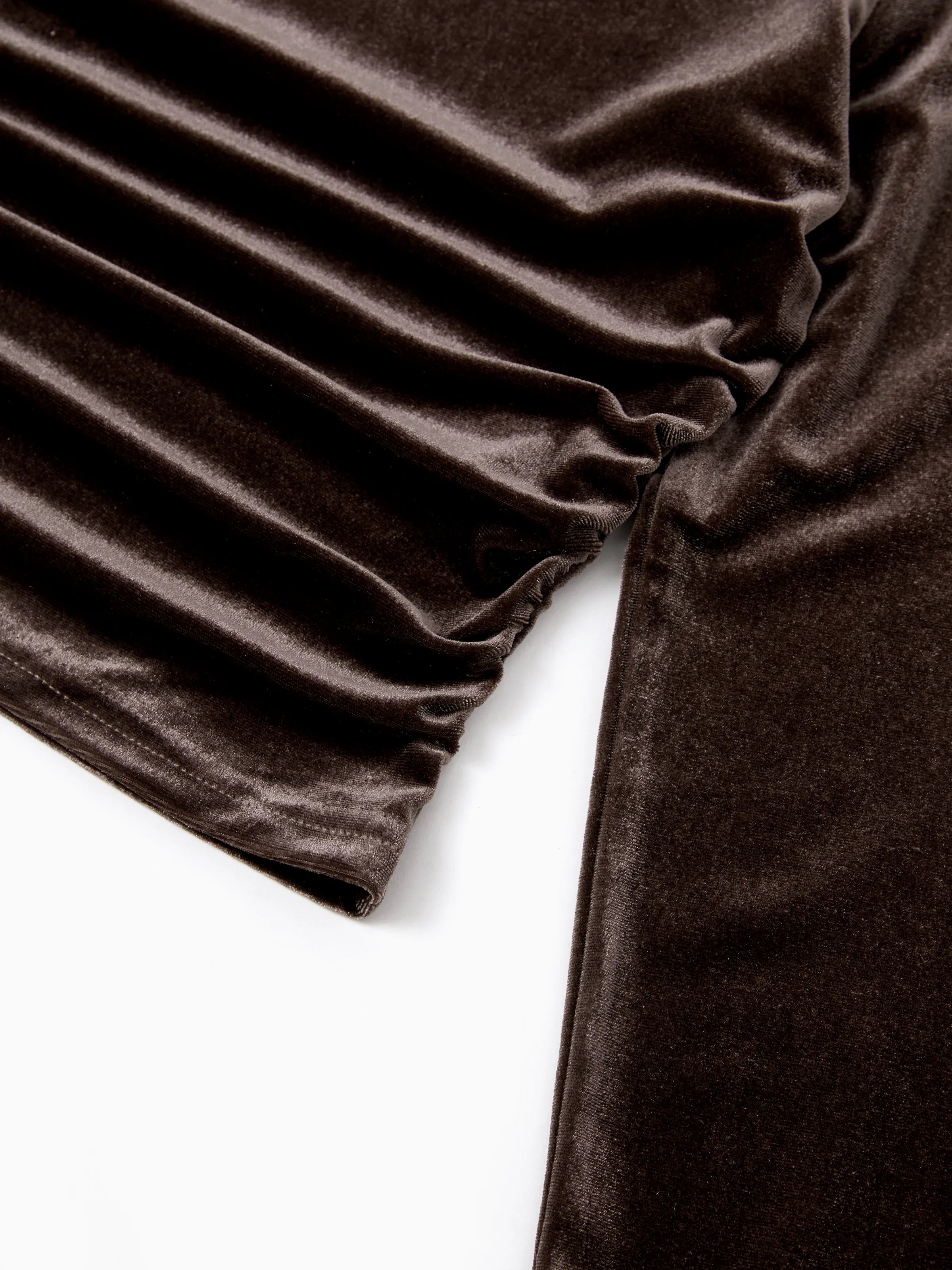 Velvet & Plaid Matching Family Outfits Dad/Son Shirts & Mom/Daughter Velvet Dresses Sets Dark Brown