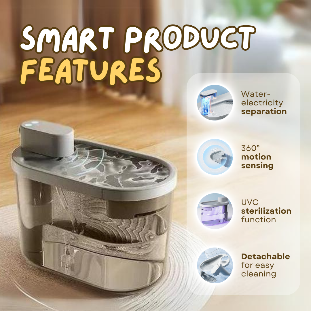 Wireless Cordless Pet Water Fountain | Rechargeable Automatic Cat and Dog Drinking Fountain with UV Filter