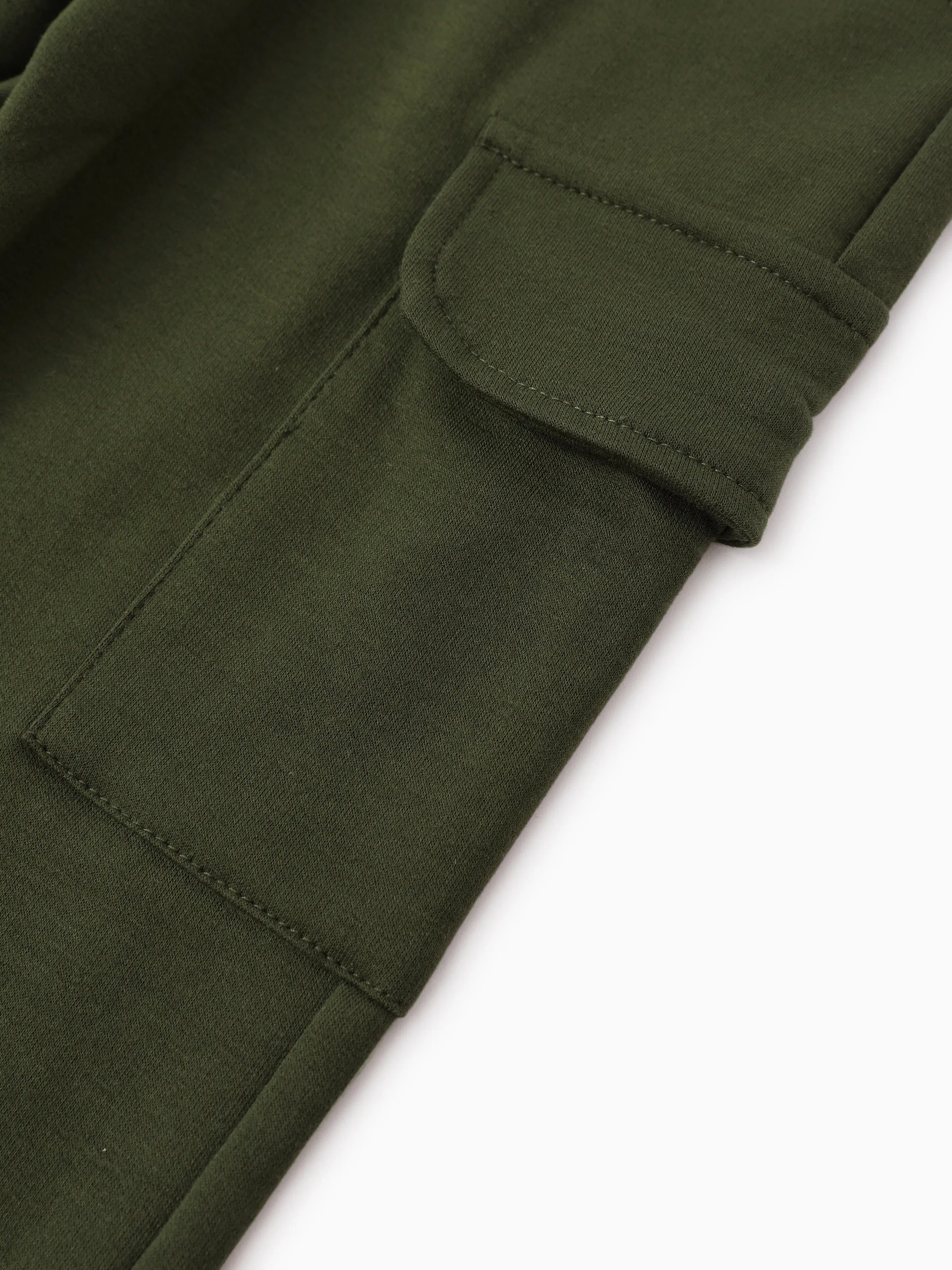 2pcs Todder Boy Cotton Stripe Set with Patch Pocket Army green