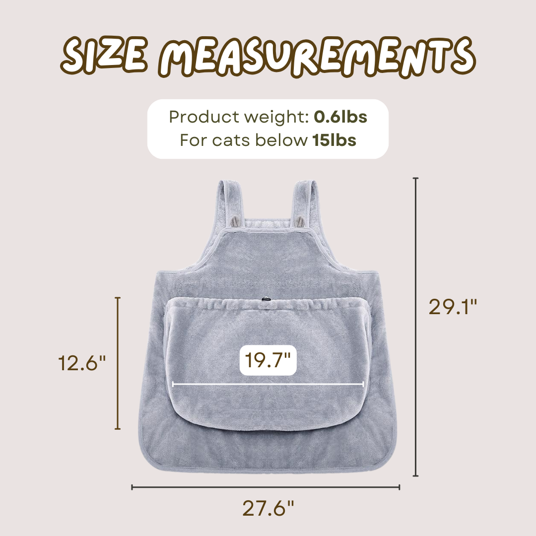 Cat Apron for Grooming and Care | Soft Fleece Pet Apron to Protect Clothes and Keep Cats Calm