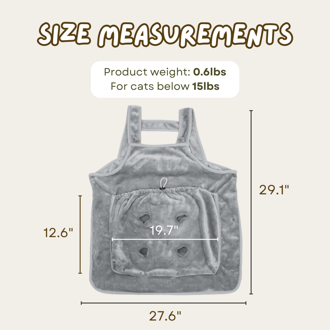 Cat Apron for Grooming and Care | Soft Fleece Pet Apron to Protect Clothes and Keep Cats Calm