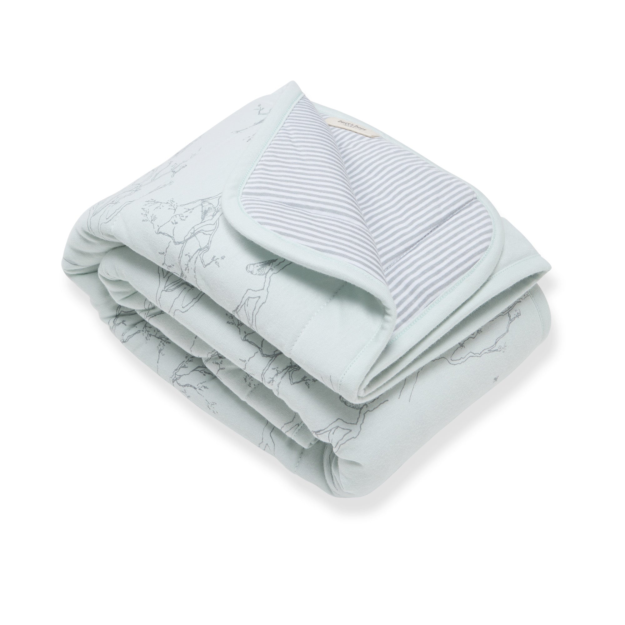 Swaying Branches Organic Cotton Reversible Baby Blanket - Ice Flow