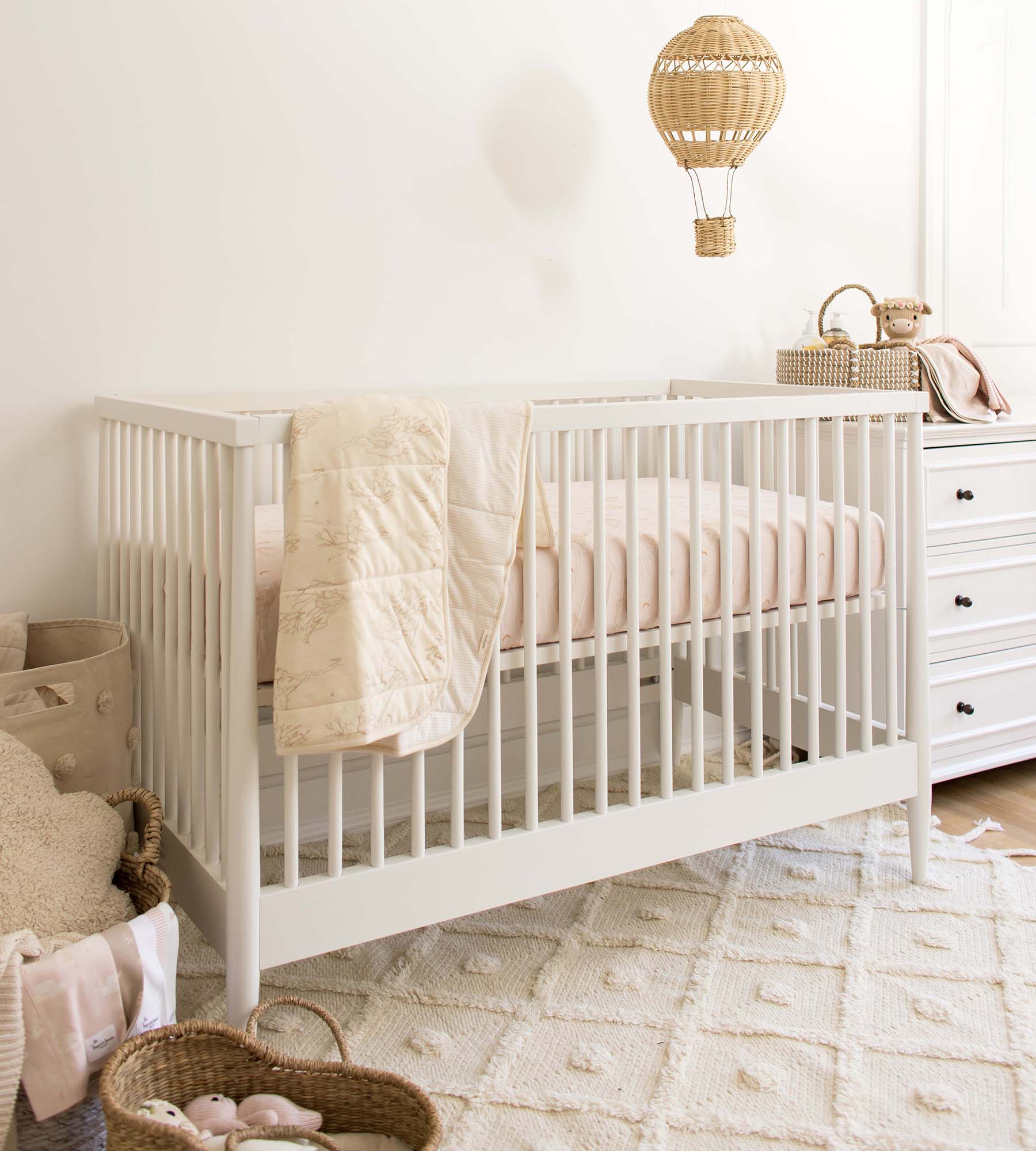 Swaying Branches Organic Cotton Reversible Baby Blanket - Oat