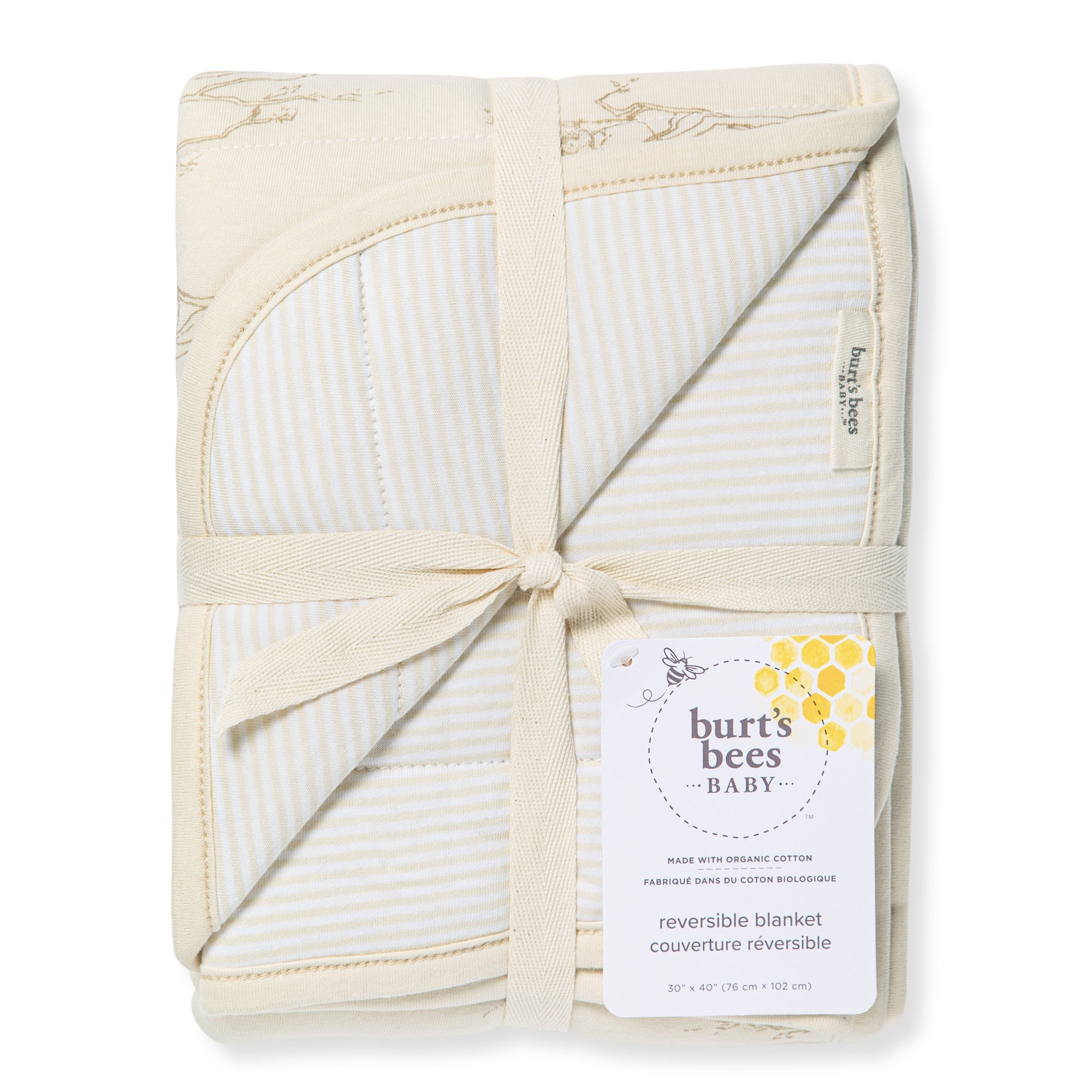 Swaying Branches Organic Cotton Reversible Baby Blanket - Oat