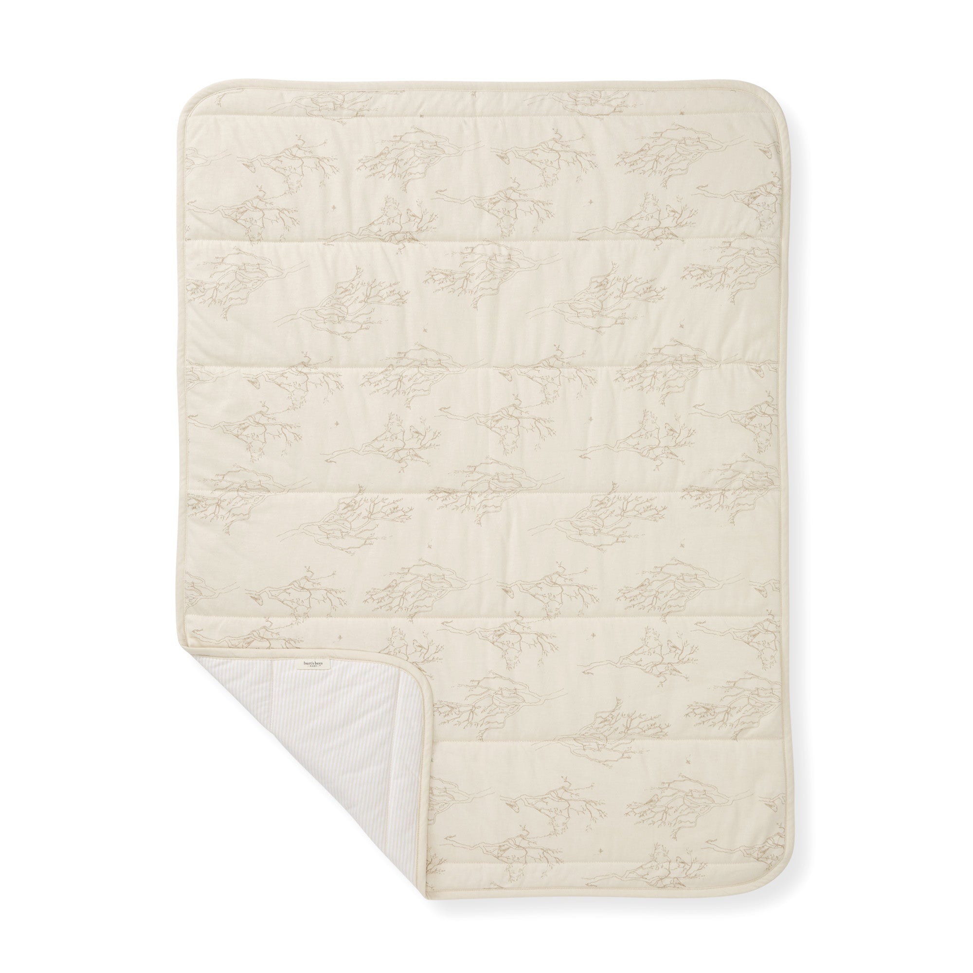 Swaying Branches Organic Cotton Reversible Baby Blanket - Oat