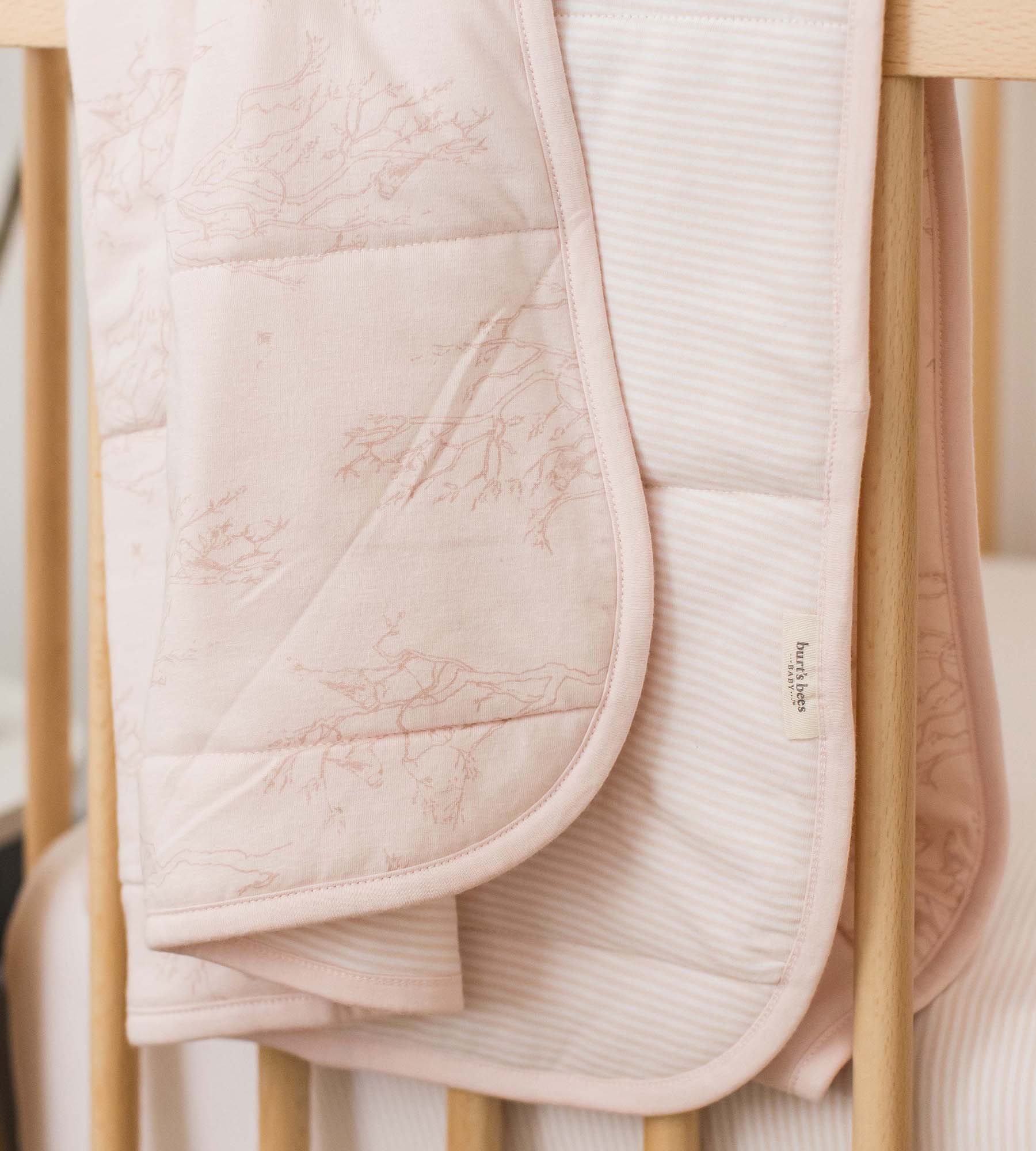 Swaying Branches Organic Cotton Reversible Baby Blanket - Ranunculus