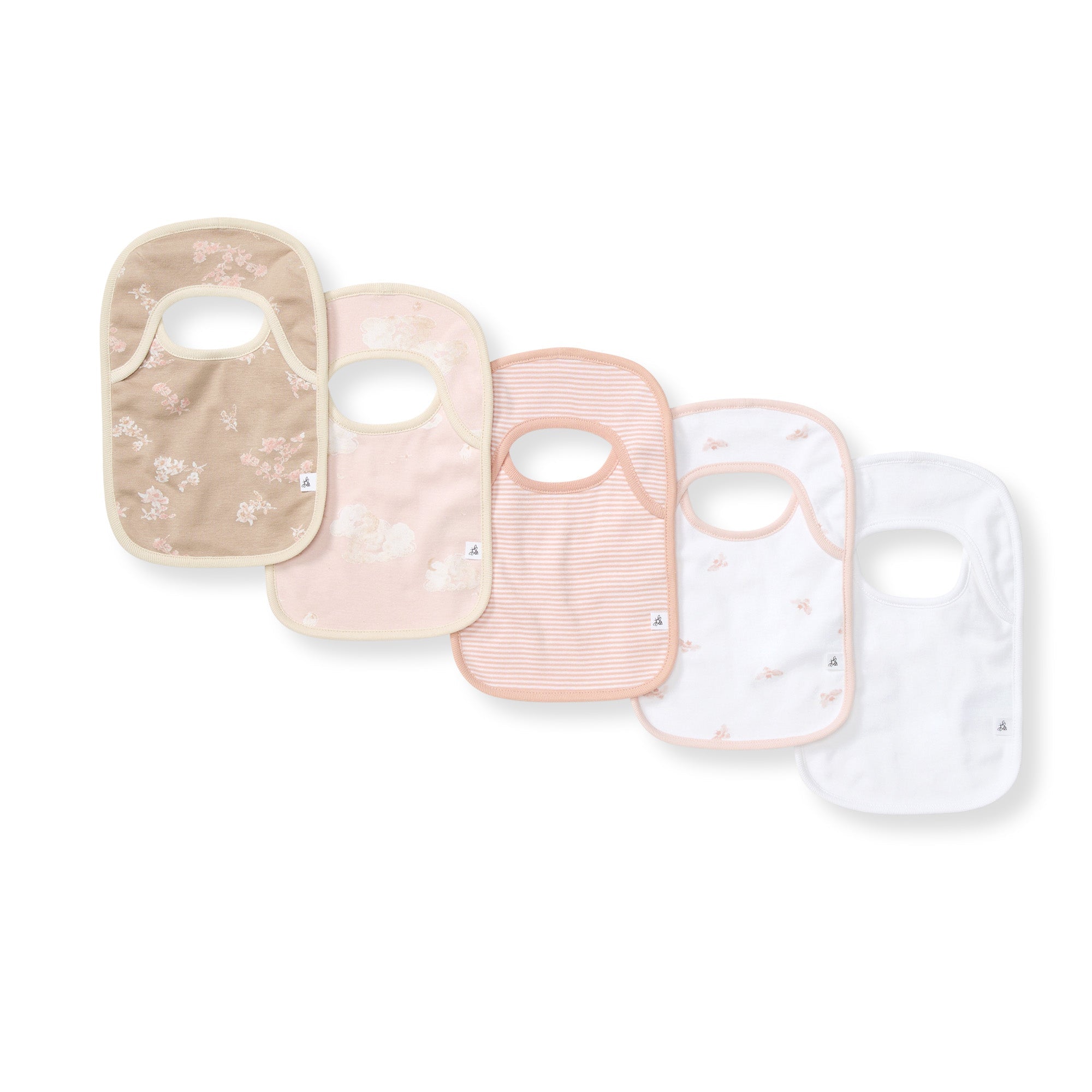 Whimsical Floral Organic Cotton Baby Bibs 5 Pack