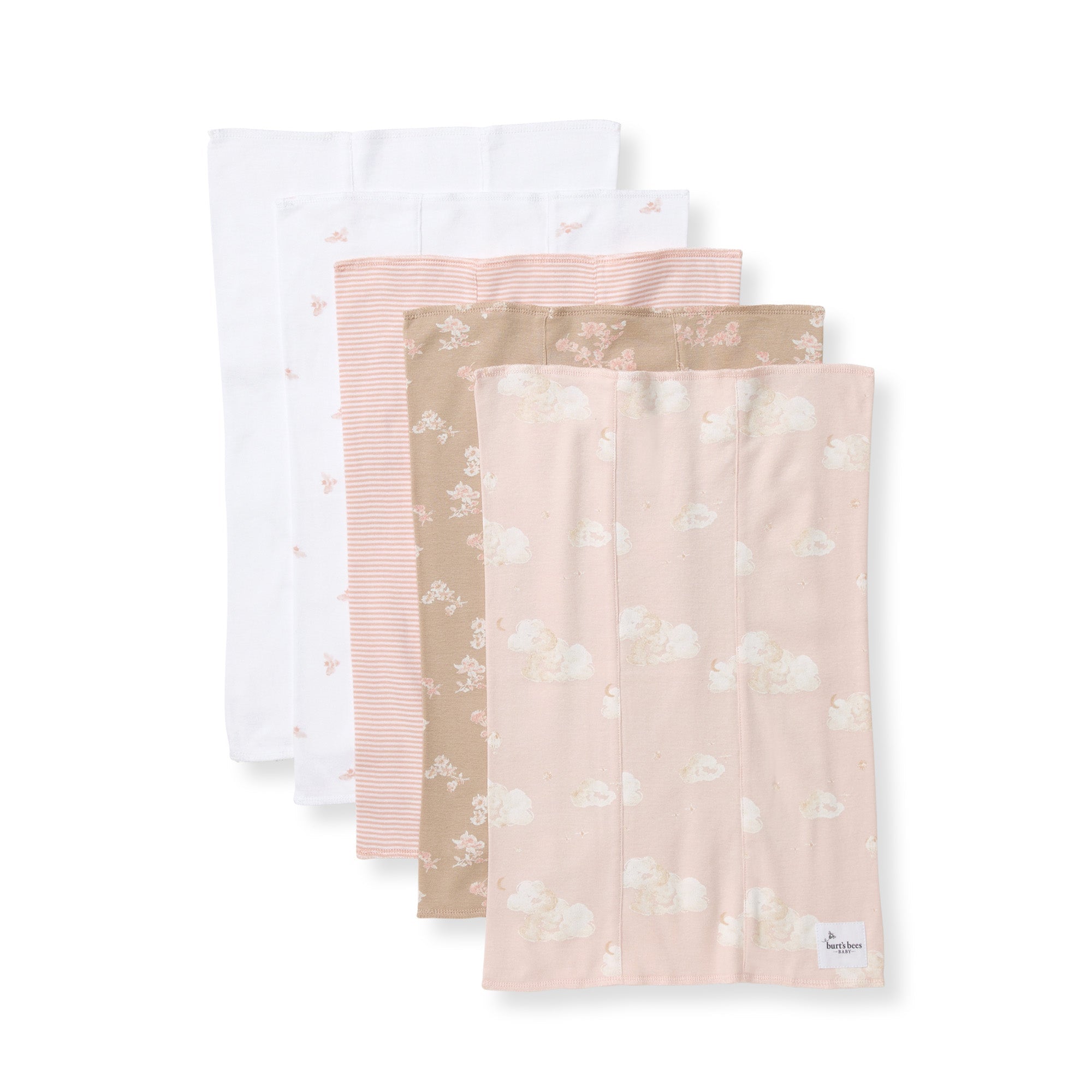 Whimsical Floral Organic Cotton Burp Cloths 5 Pack