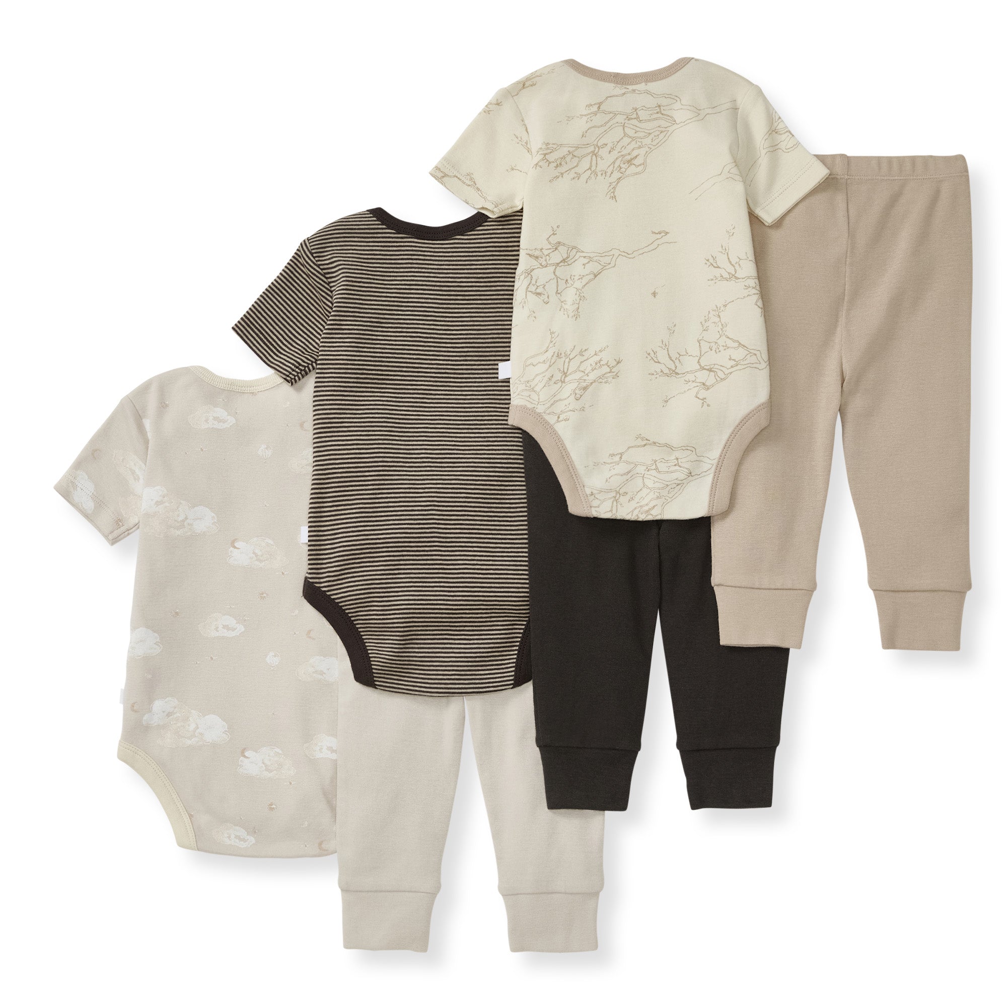 Swaying Branches Organic Short Sleeve Bodysuit & Pant Set 3 Pack