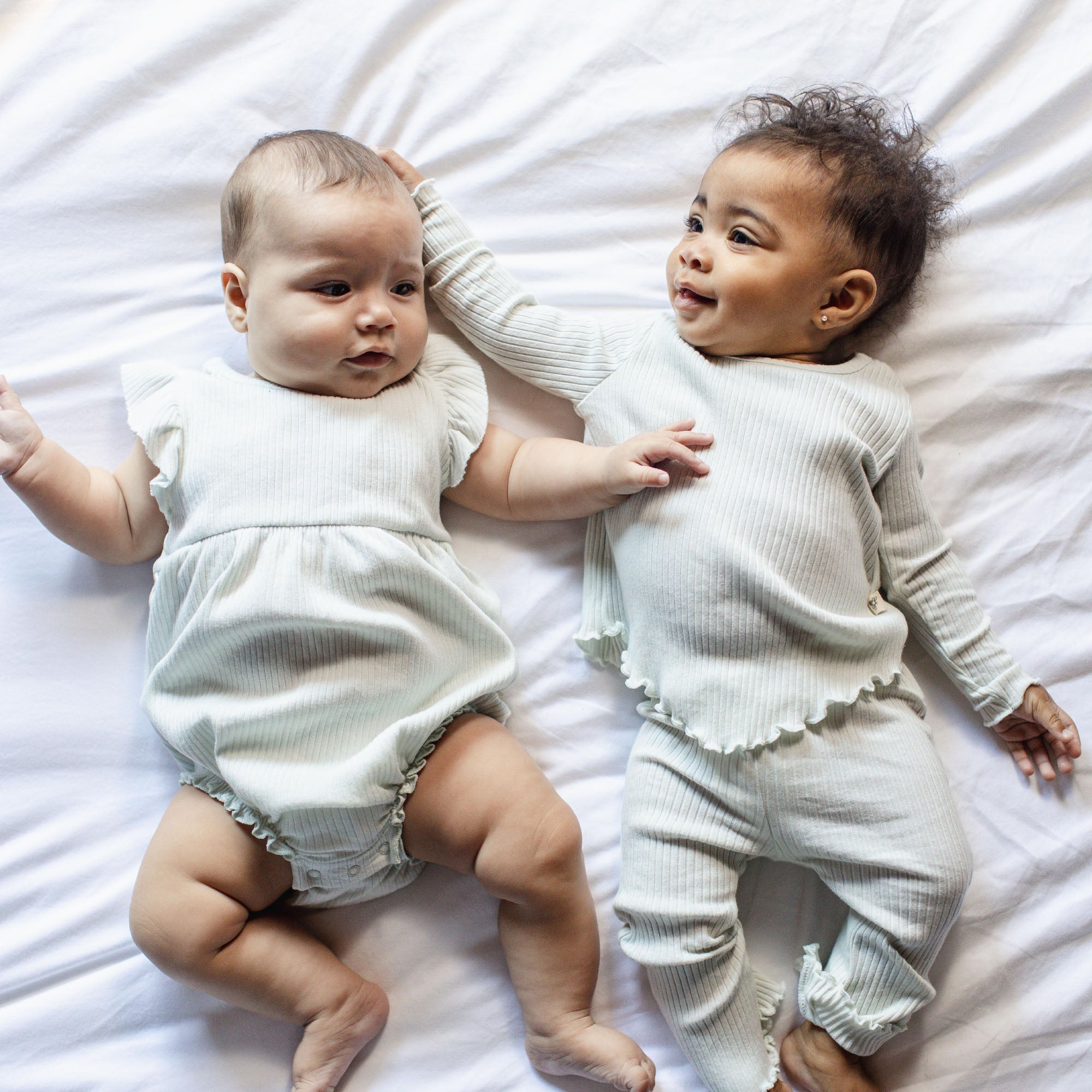 Wide Ribbed Tee & Flare Pants Set