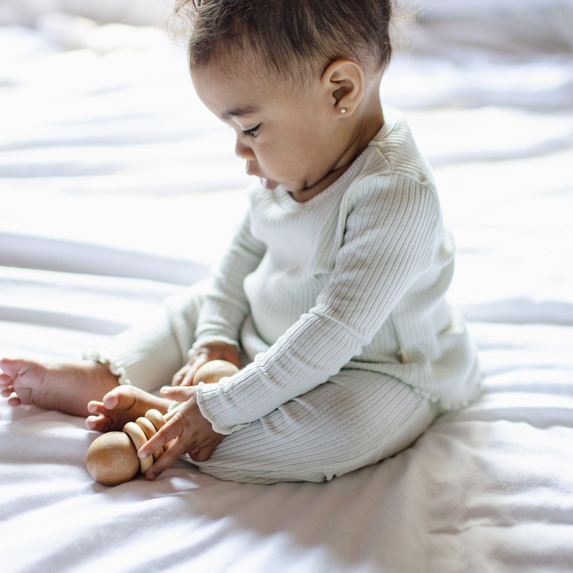 Wide Ribbed Tee & Flare Pants Set