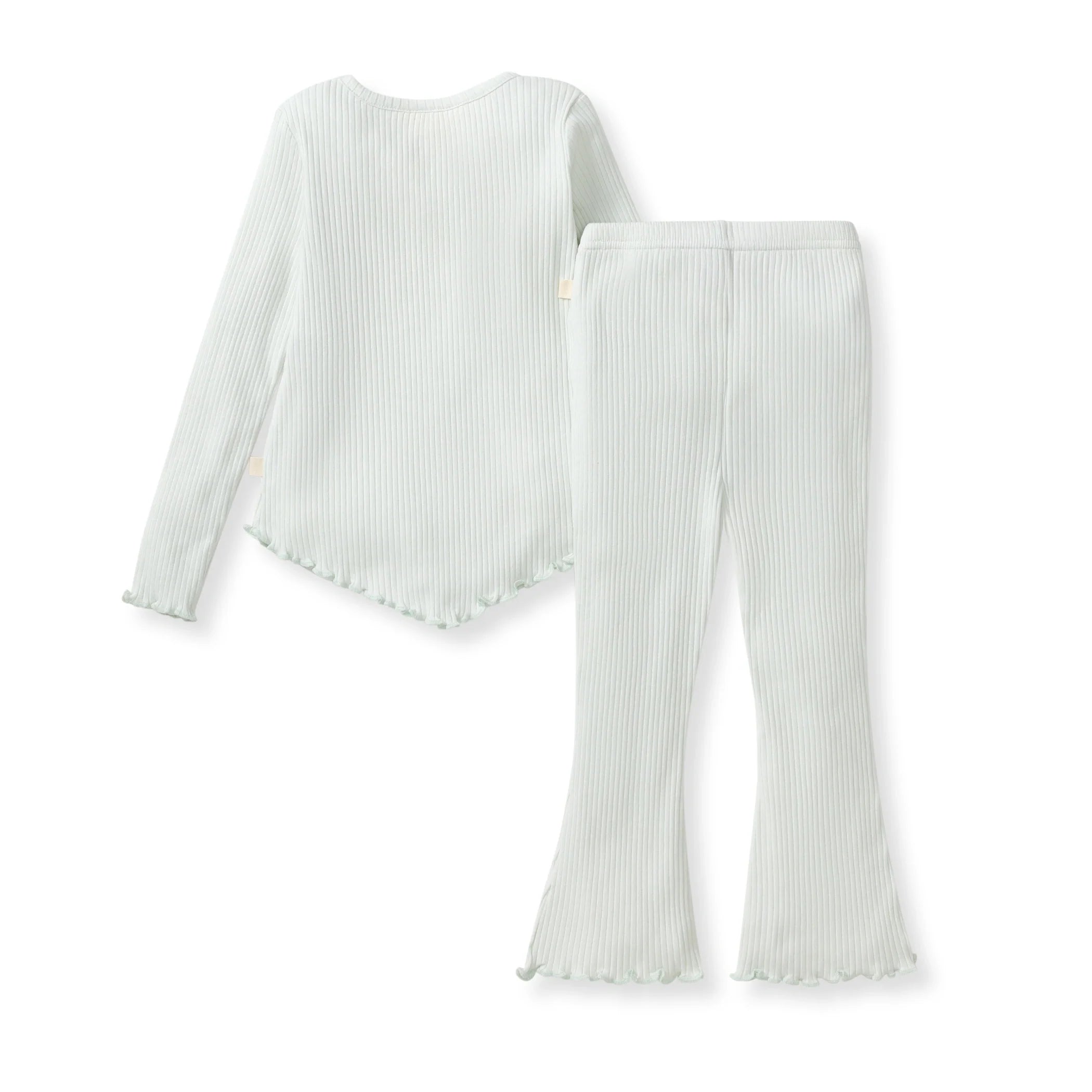 Wide Ribbed Tee & Flare Pants Set