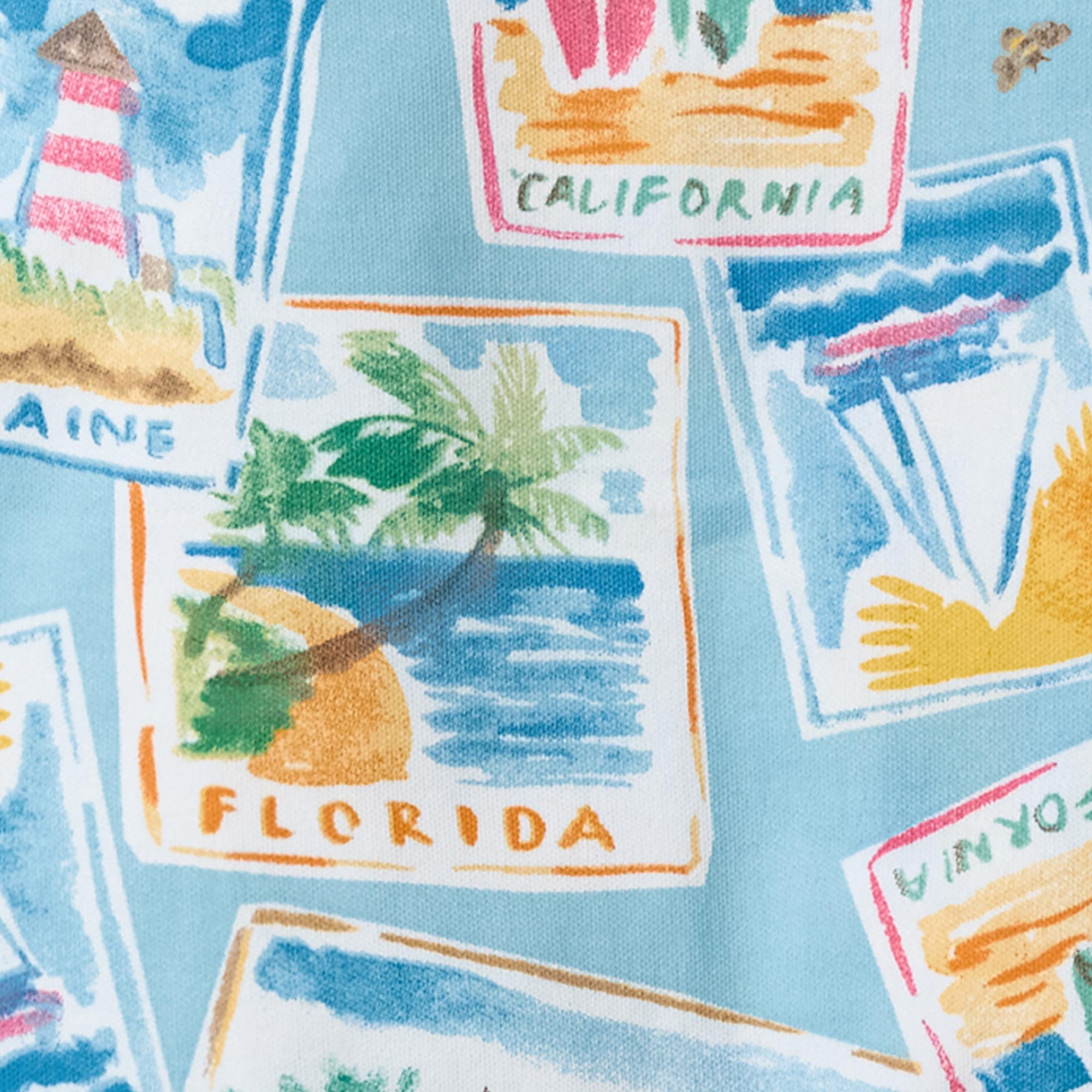 Vacation Postcards Organic Cotton Two-Piece Pajamas