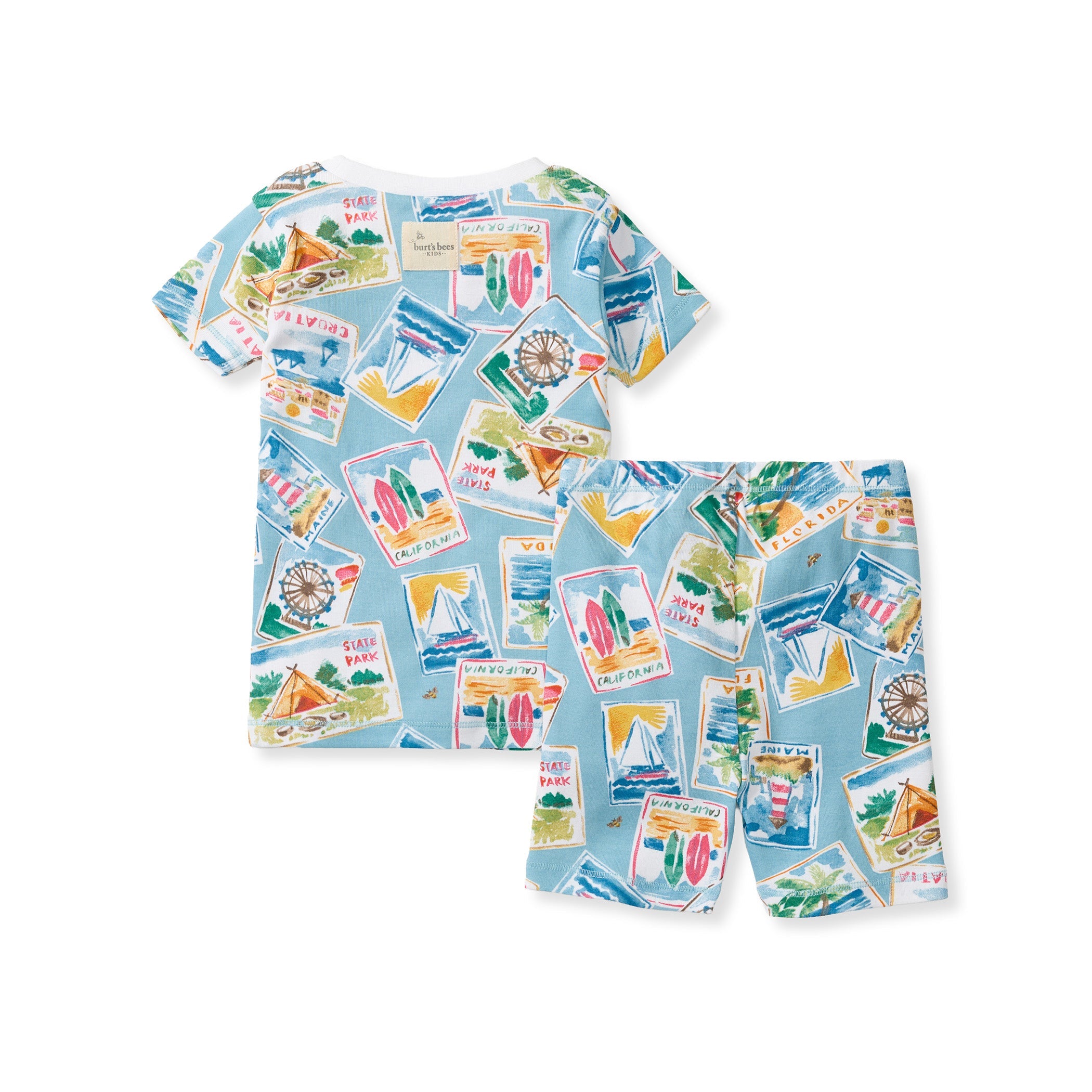 Vacation Postcards Organic Cotton Two-Piece Pajamas