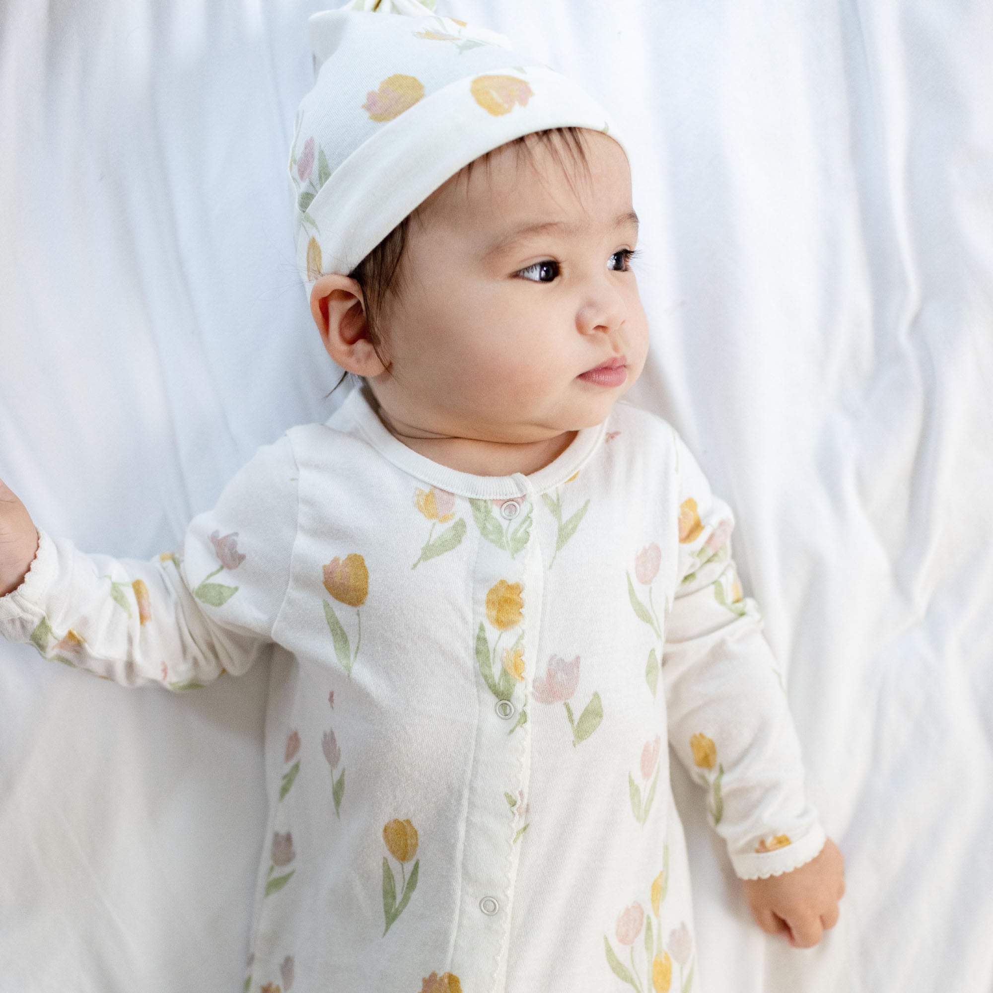 Tulip Fields Baby Girl Jumpsuit & Hat Set