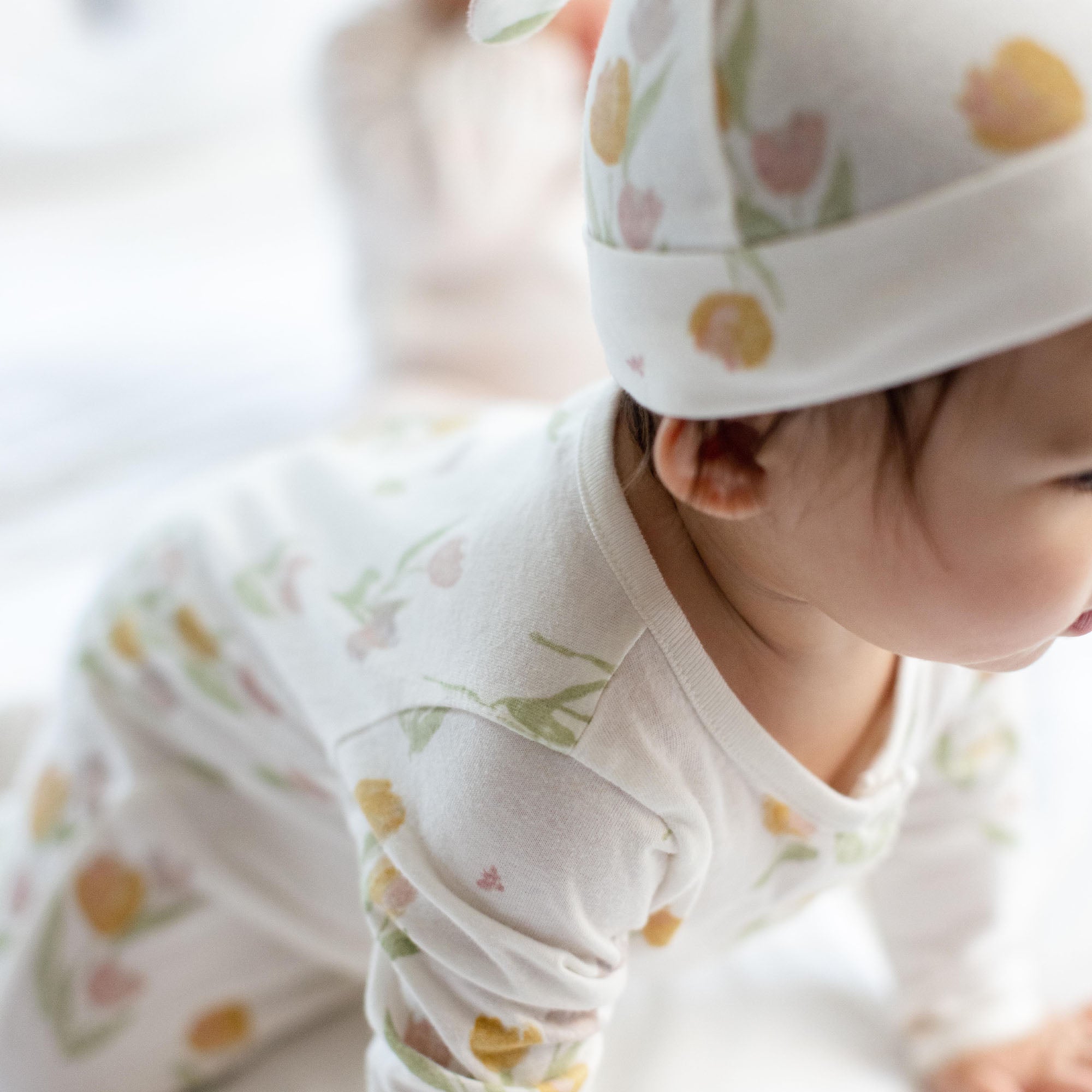 Tulip Fields Baby Girl Jumpsuit & Hat Set