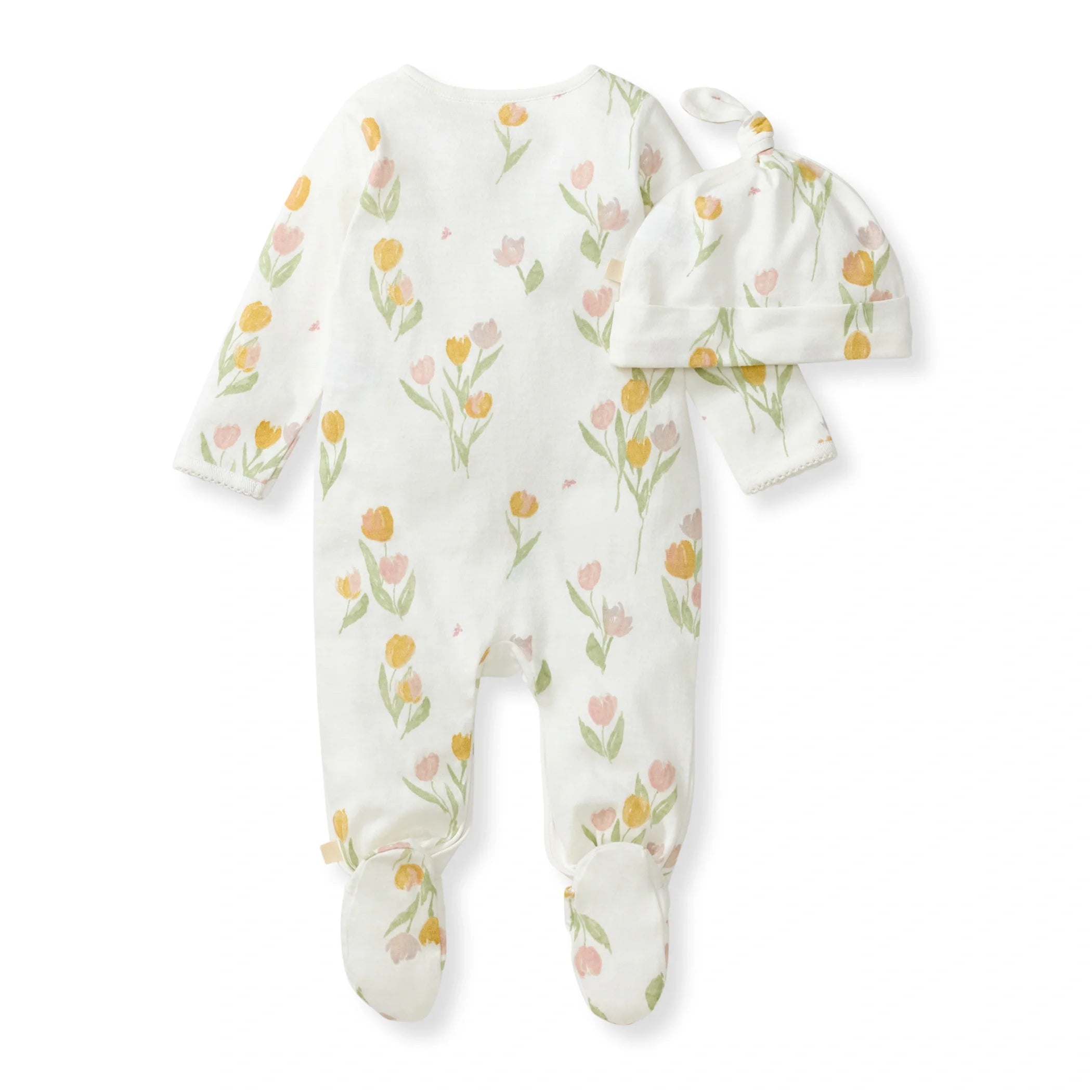 Tulip Fields Baby Girl Jumpsuit & Hat Set