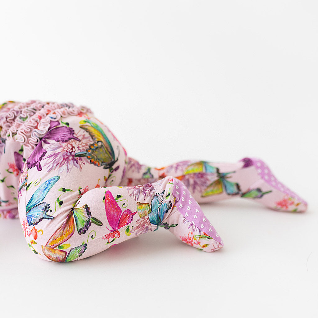 Watercolor Butterfly Footie Ruffled Zippered One Piece