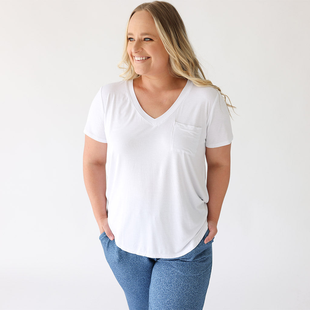 Women's White V-Neck Tee