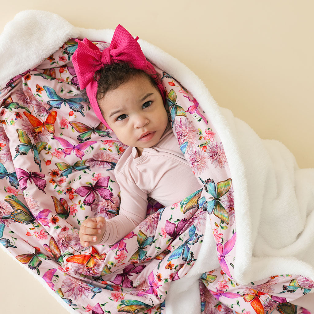 Watercolor Butterly Square Plush Patoo® Blanket