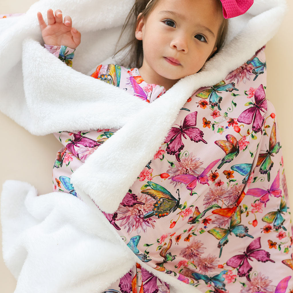 Watercolor Butterly Square Plush Patoo® Blanket