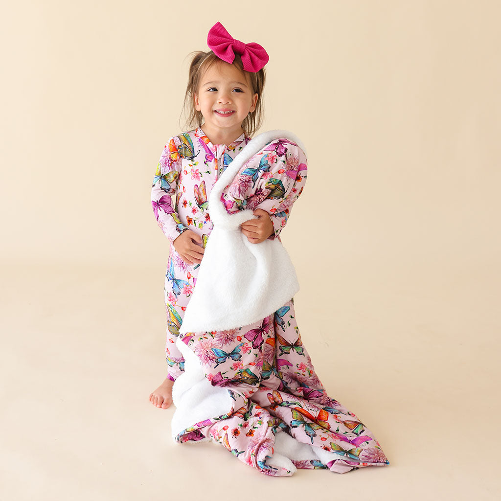 Watercolor Butterly Square Plush Patoo® Blanket