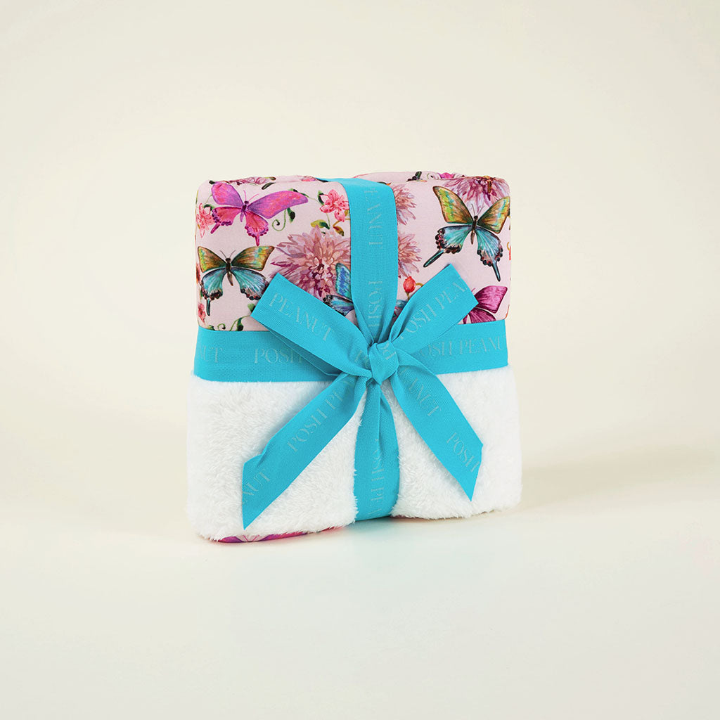 Watercolor Butterly Square Plush Patoo® Blanket