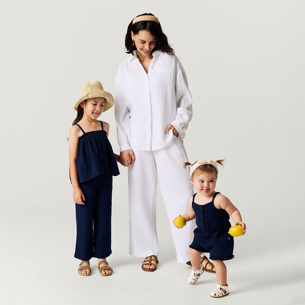 Women's White Cotton Crinkle Overshirt