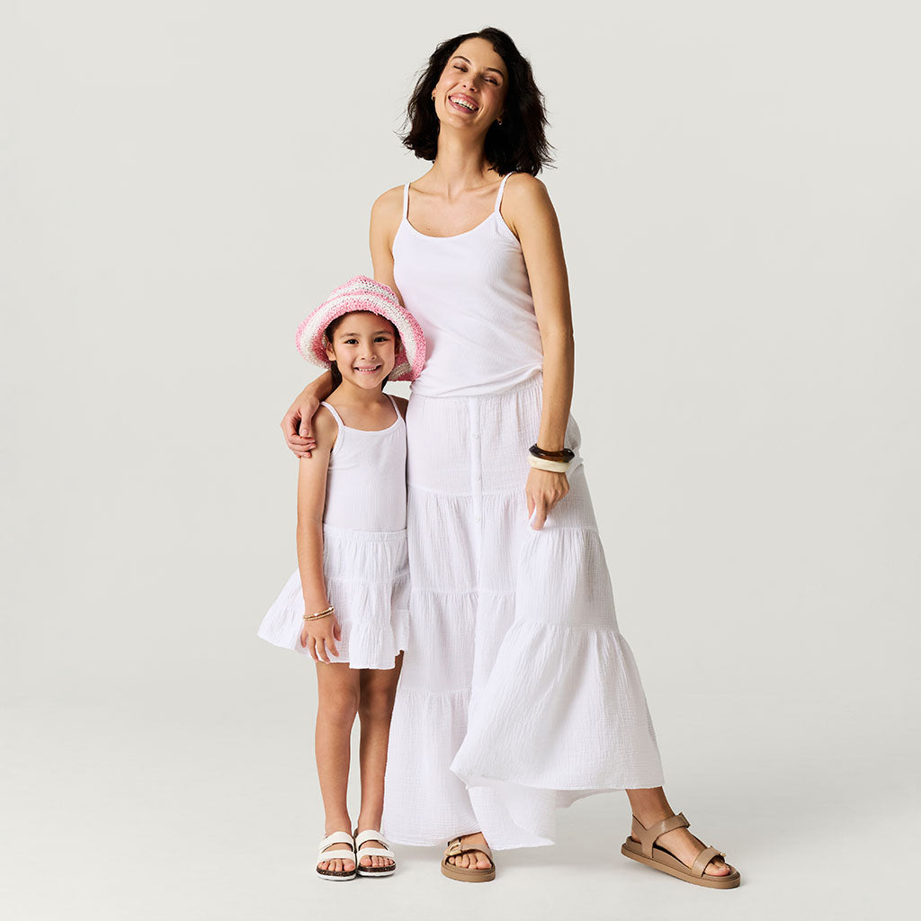 White Cotton Crinkle Mini Skirt