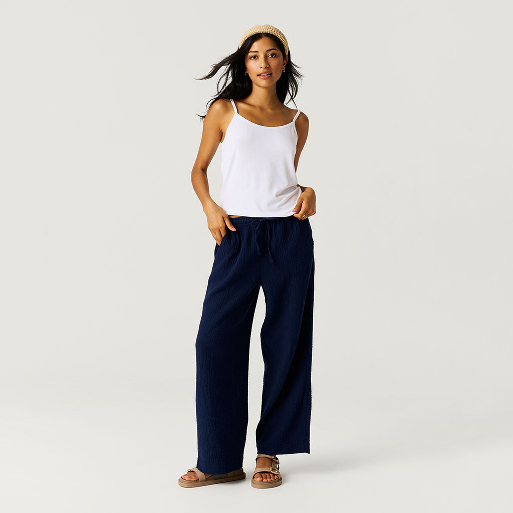 Varsity Navy Women's Cotton Crinkle Pants