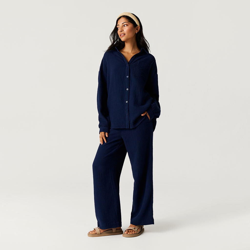 Varsity Navy Women's Cotton Crinkle Pants