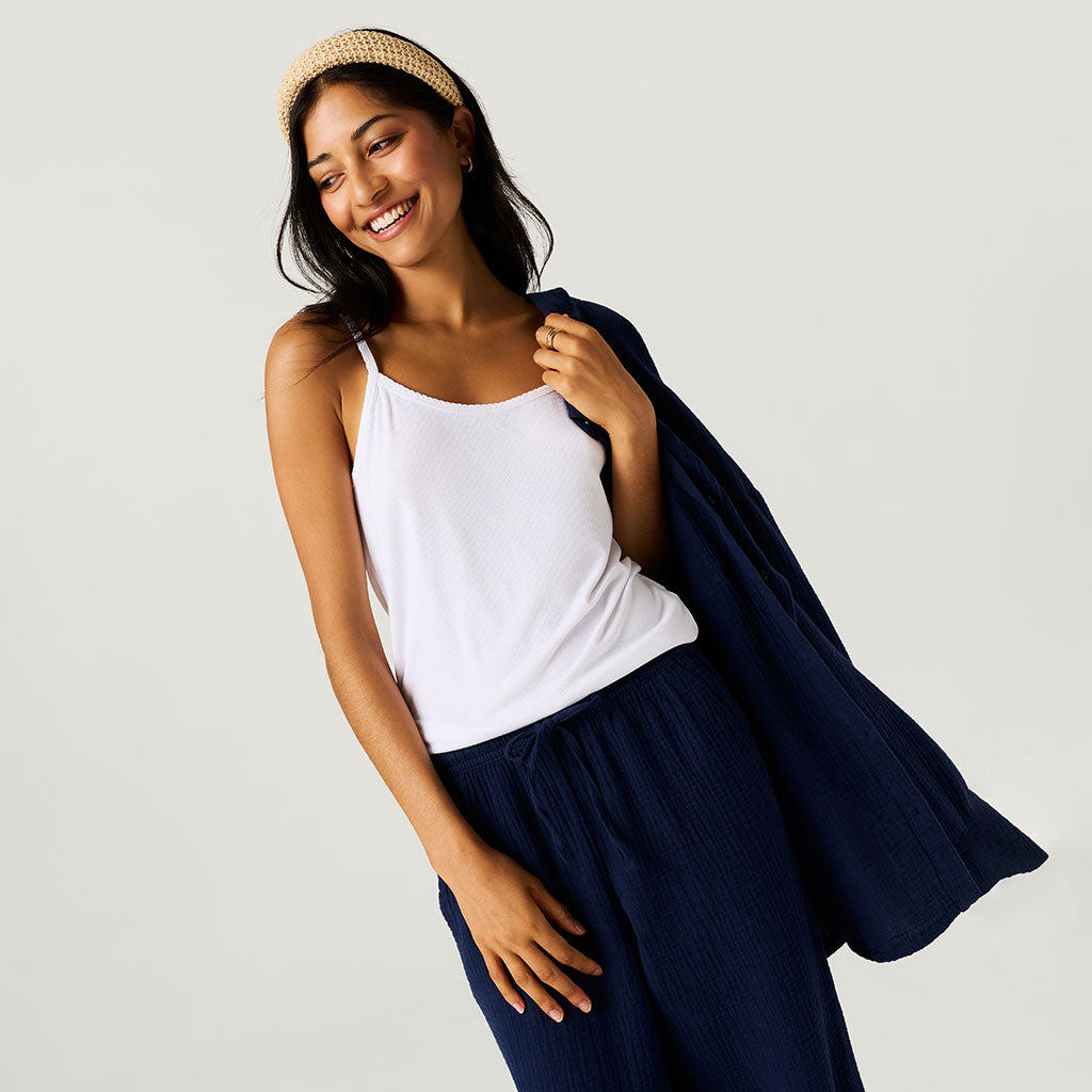 Varsity Navy Women's Cotton Crinkle Pants