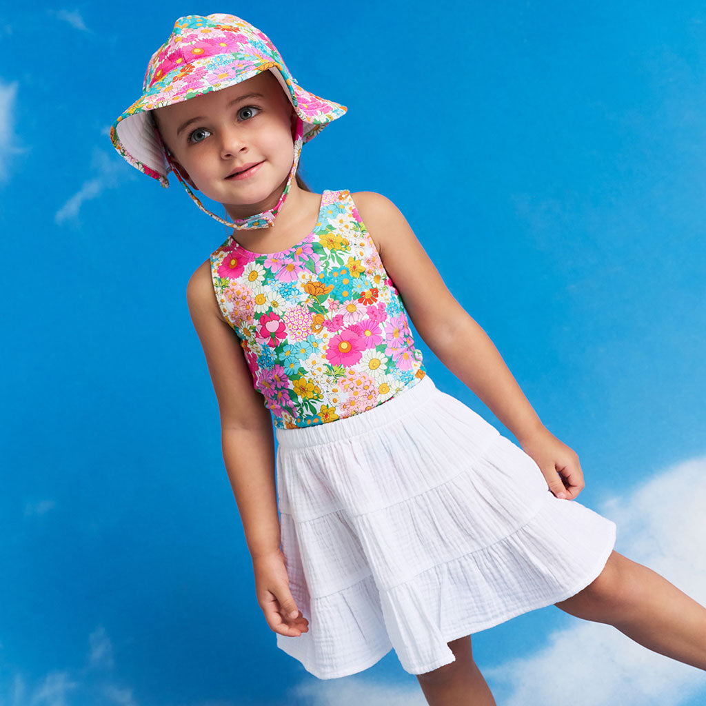 White Cotton Crinkle Mini Skirt