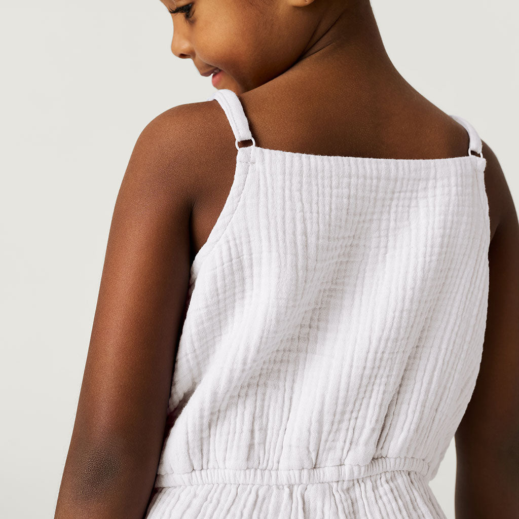 White Cotton Crinkle Romper