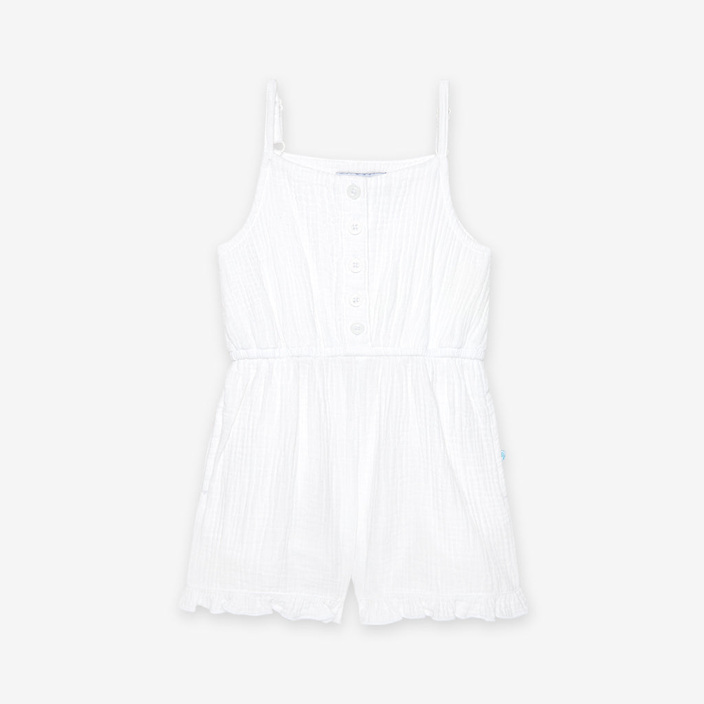 White Cotton Crinkle Romper
