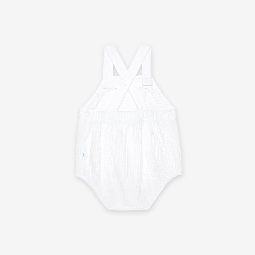 White Cotton Crinkle Bubble Romper