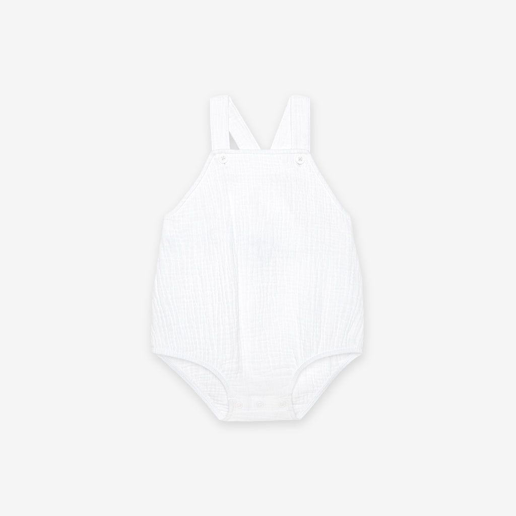 White Cotton Crinkle Bubble Romper