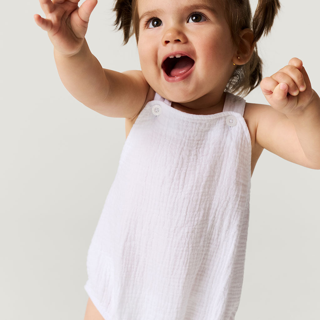 White Cotton Crinkle Bubble Romper