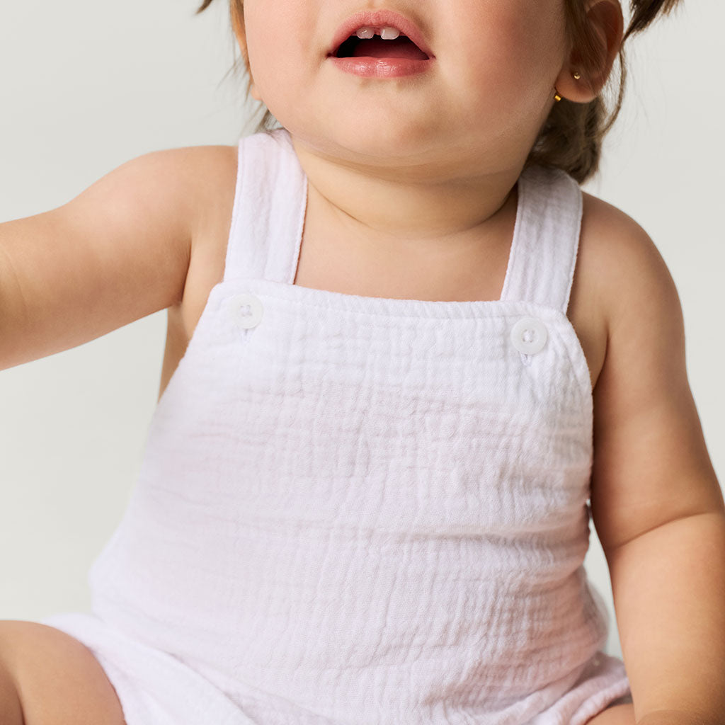 White Cotton Crinkle Bubble Romper