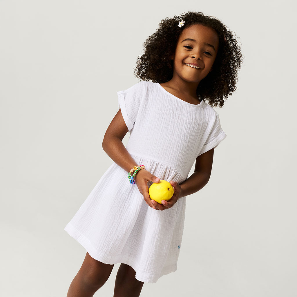 White Cotton Crinkle Dress