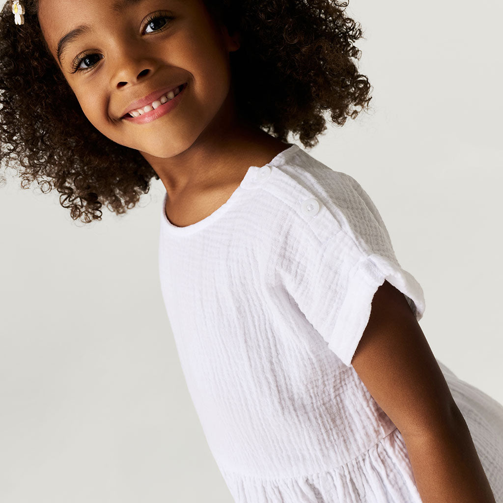 White Cotton Crinkle Dress