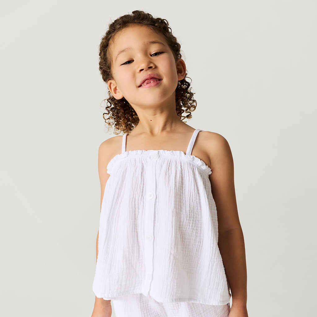 White Cotton Crinkle Cami